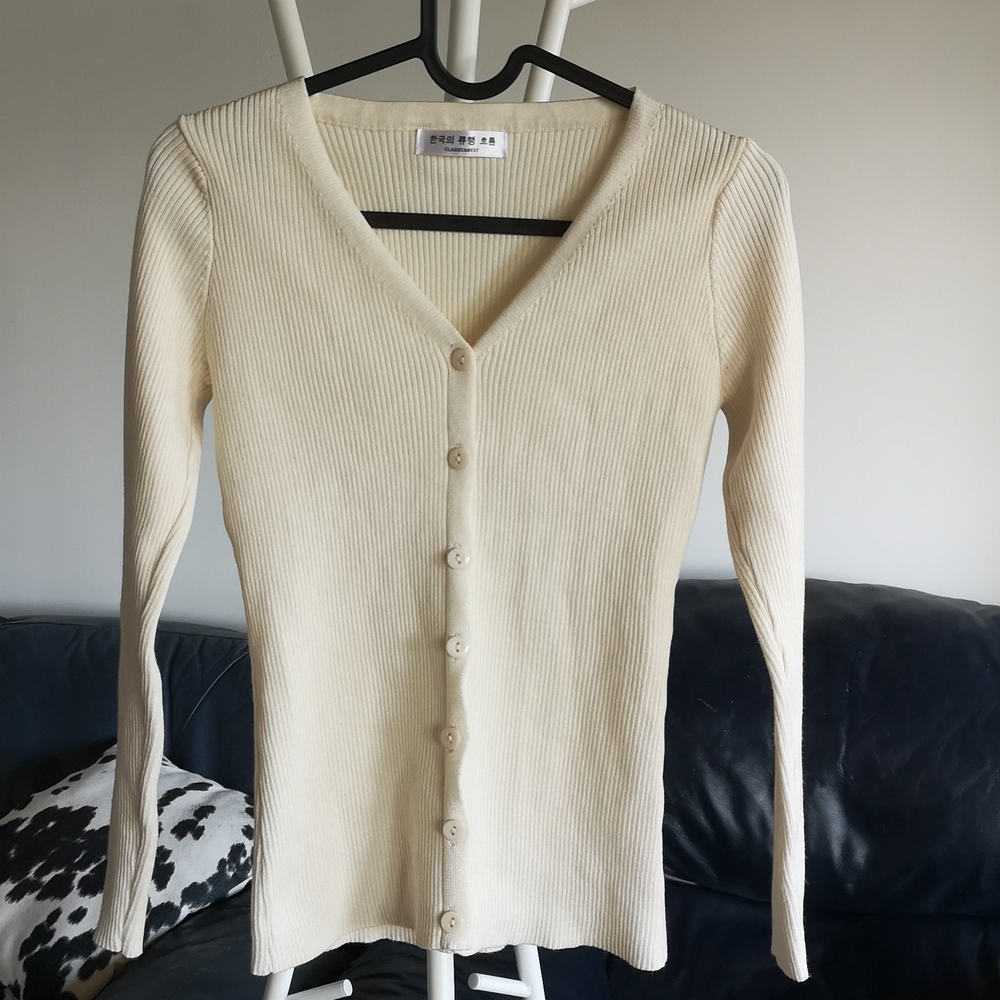 Knitted Creme Cardigan